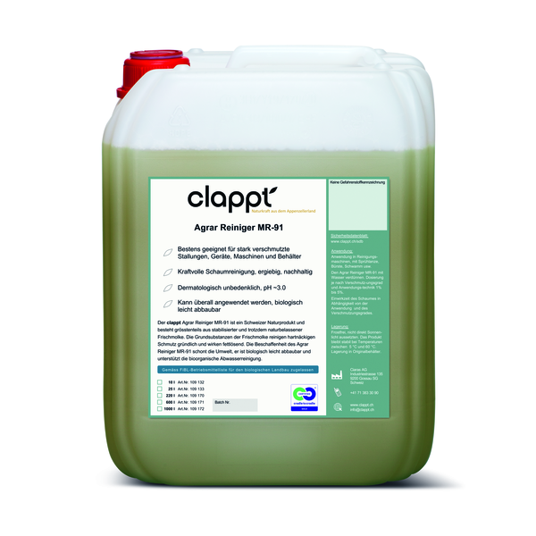 Clappt Agrar Reiniger MR-91 – biologischer Agrarreiniger für Stall, Maschinen und Hof
